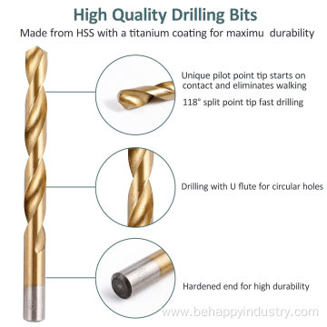 Titanium costed drill bit set for metal